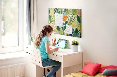 Tableau d’affichage en liège motif fleurs aquarelle