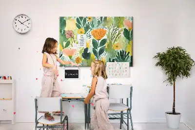 Tableau d’affichage en liège motif fleurs aquarelle