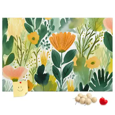 Tableau d’affichage en liège motif fleurs aquarelle