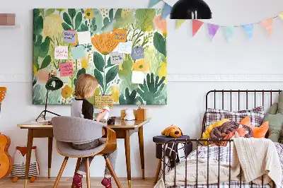 Tableau d’affichage en liège motif fleurs aquarelle