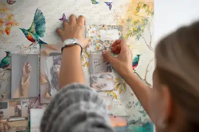 Tableau de liège motif fleurs et oiseaux