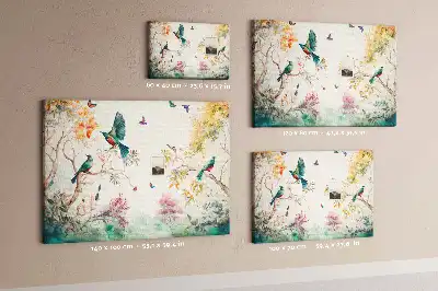 Tableau de liège motif fleurs et oiseaux