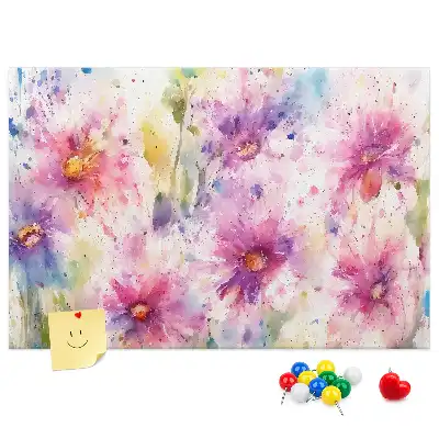 Tableau d'affichage en liège à motif de fleurs peintes