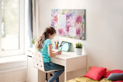 Tableau d'affichage en liège à motif de fleurs peintes