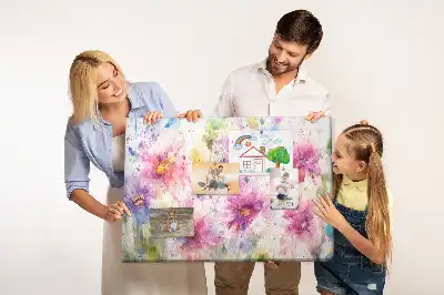 Tableau d'affichage en liège à motif de fleurs peintes