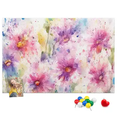 Tableau d'affichage en liège à motif de fleurs peintes