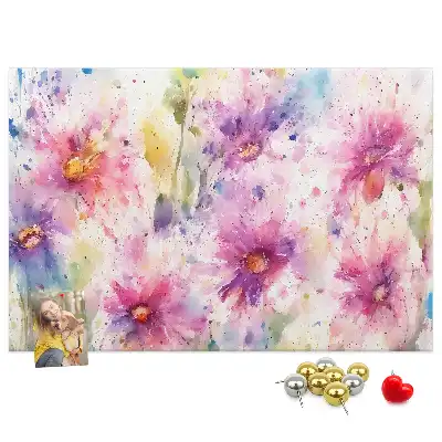 Tableau d'affichage en liège à motif de fleurs peintes