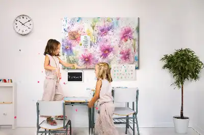Tableau d'affichage en liège à motif de fleurs peintes