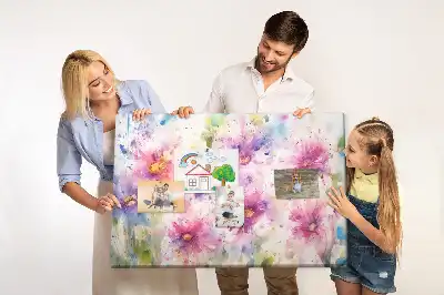 Tableau d'affichage en liège à motif de fleurs peintes
