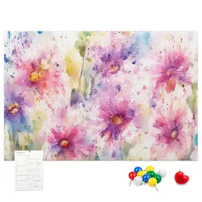 Tableau d'affichage en liège à motif de fleurs peintes