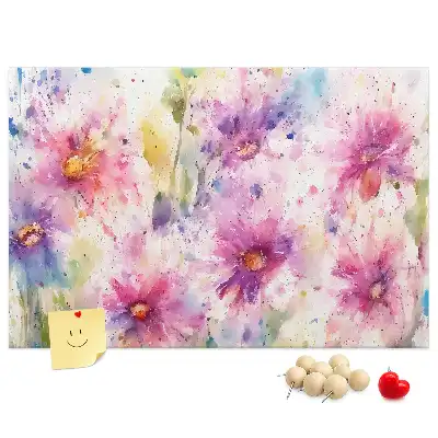 Tableau d'affichage en liège à motif de fleurs peintes
