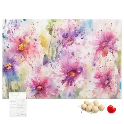 Tableau d'affichage en liège à motif de fleurs peintes