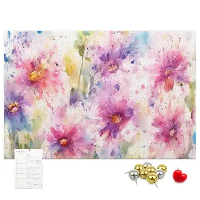 Tableau d'affichage en liège à motif de fleurs peintes