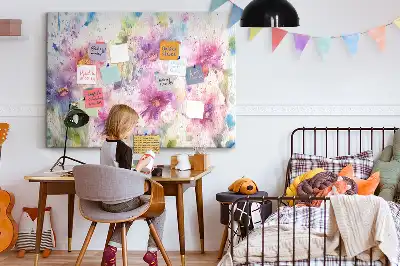 Tableau d'affichage en liège à motif de fleurs peintes