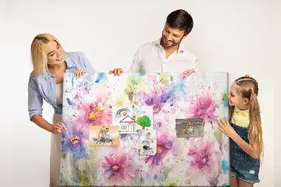 Tableau d'affichage en liège à motif de fleurs peintes