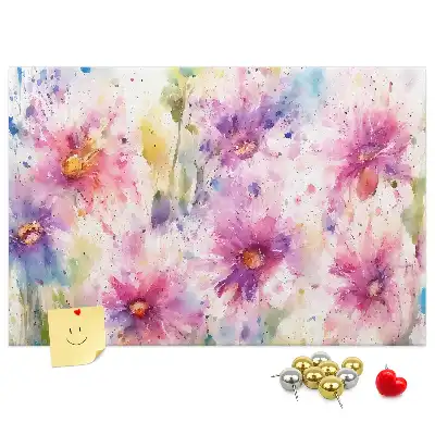 Tableau d'affichage en liège à motif de fleurs peintes