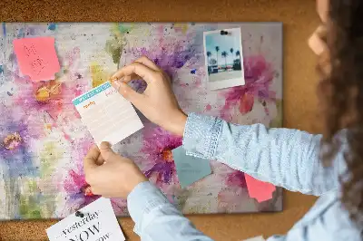 Tableau d'affichage en liège à motif de fleurs peintes