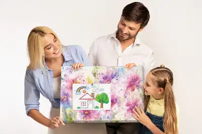 Tableau d'affichage en liège à motif de fleurs peintes