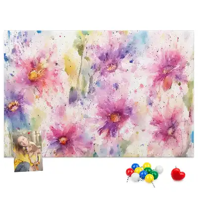 Tableau d'affichage en liège à motif de fleurs peintes