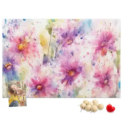 Tableau d'affichage en liège à motif de fleurs peintes