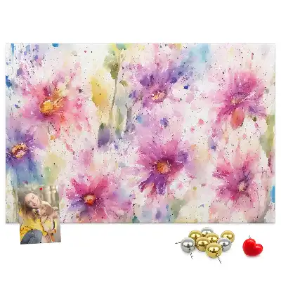 Tableau d'affichage en liège à motif de fleurs peintes