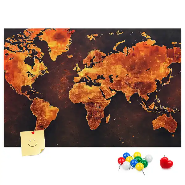 Tableau mural décoratif en liège carte du monde