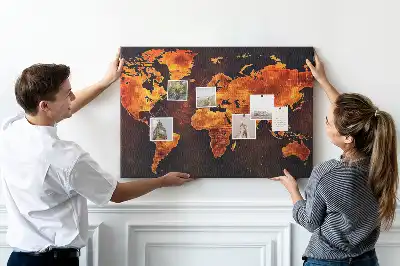 Tableau mural décoratif en liège carte du monde
