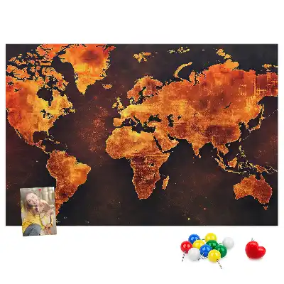 Tableau mural décoratif en liège carte du monde