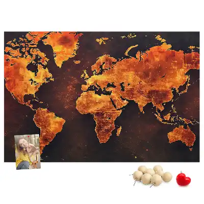 Tableau mural décoratif en liège carte du monde