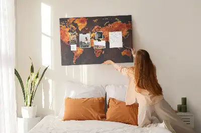 Tableau mural décoratif en liège carte du monde