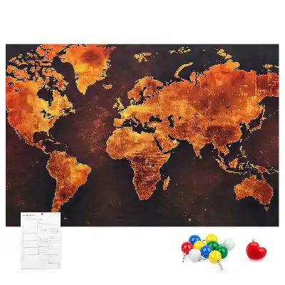 Tableau mural décoratif en liège carte du monde