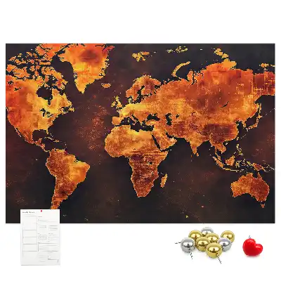 Tableau mural décoratif en liège carte du monde