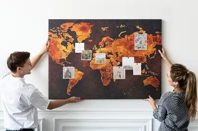 Tableau mural décoratif en liège carte du monde