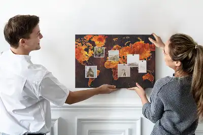 Tableau mural décoratif en liège carte du monde