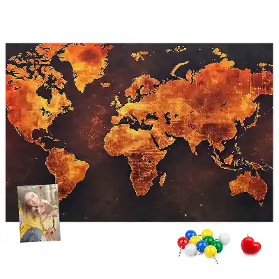 Tableau mural décoratif en liège carte du monde
