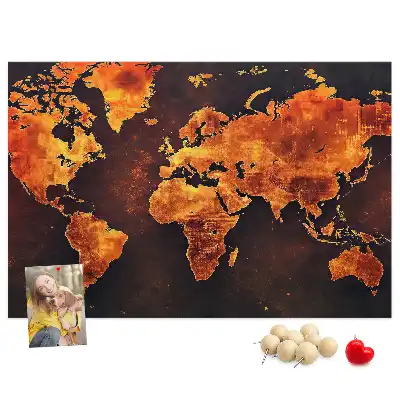 Tableau mural décoratif en liège carte du monde