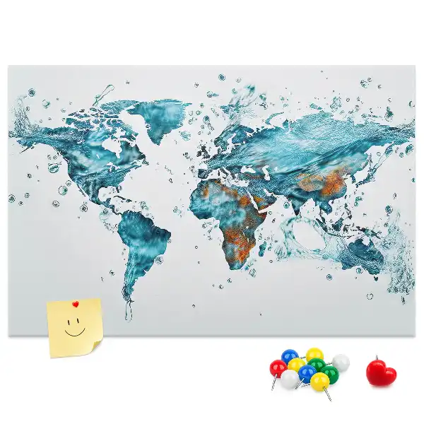 Tableau d'affichage en liège Carte du monde aquatique