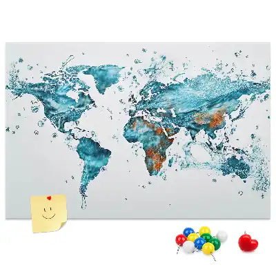 Tableau d’affichage en liège Carte du monde aquatique