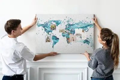 Tableau d'affichage en liège Carte du monde aquatique