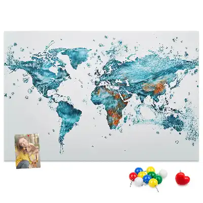 Tableau d'affichage en liège Carte du monde aquatique
