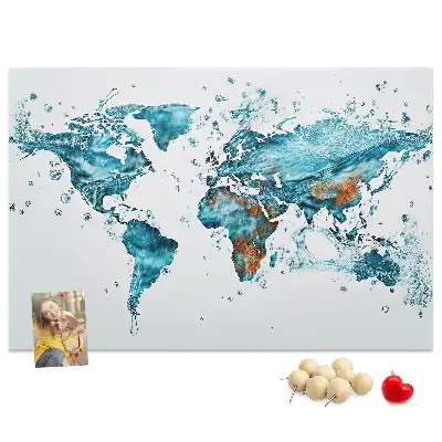 Tableau d'affichage en liège Carte du monde aquatique