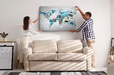 Tableau d'affichage en liège Carte du monde aquatique