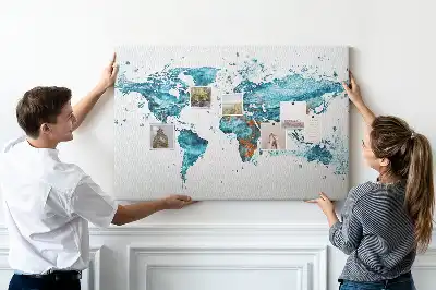 Tableau d'affichage en liège Carte du monde aquatique