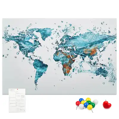 Tableau d'affichage en liège Carte du monde aquatique