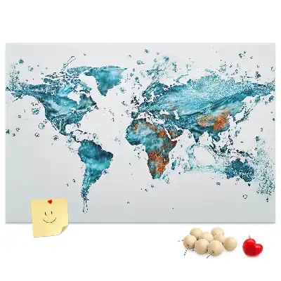 Tableau d'affichage en liège Carte du monde aquatique