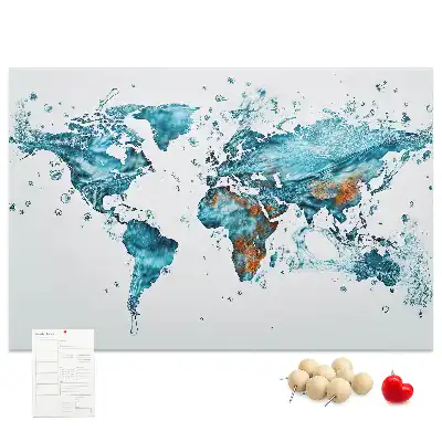Tableau d'affichage en liège Carte du monde aquatique