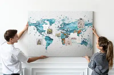 Tableau d'affichage en liège Carte du monde aquatique