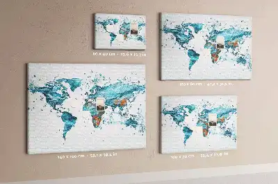 Tableau d'affichage en liège Carte du monde aquatique