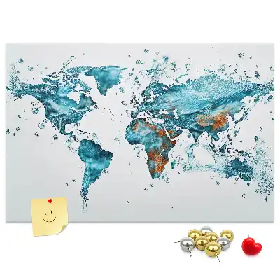 Tableau d'affichage en liège Carte du monde aquatique