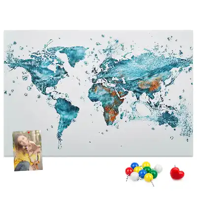 Tableau d'affichage en liège Carte du monde aquatique
